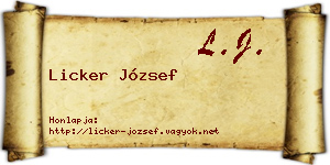 Licker József névjegykártya