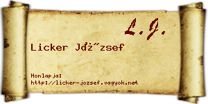Licker József névjegykártya